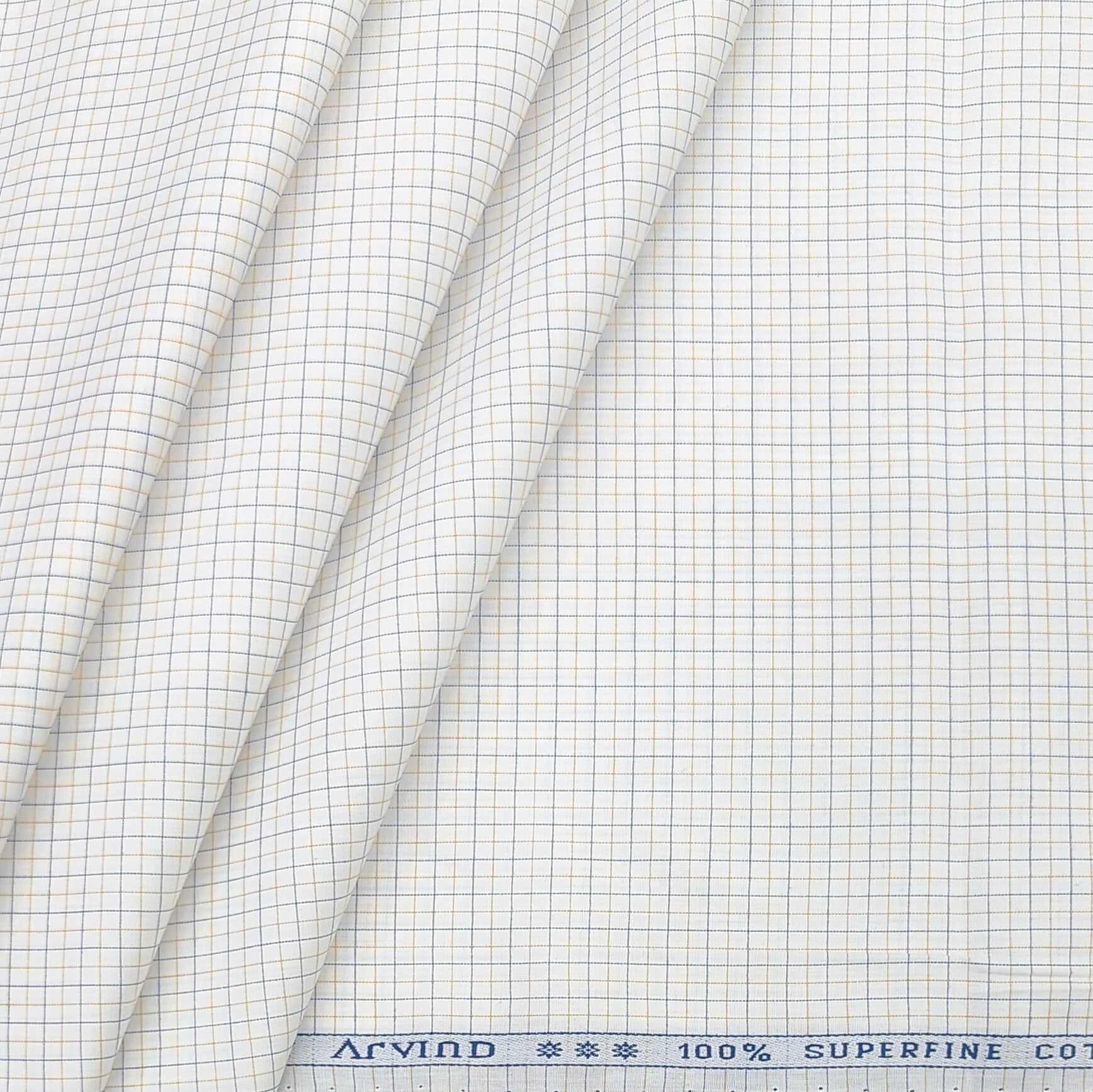 Shirt Fabric Arvind 100% Pure Cotton small Mix check Colour Blue, Brown